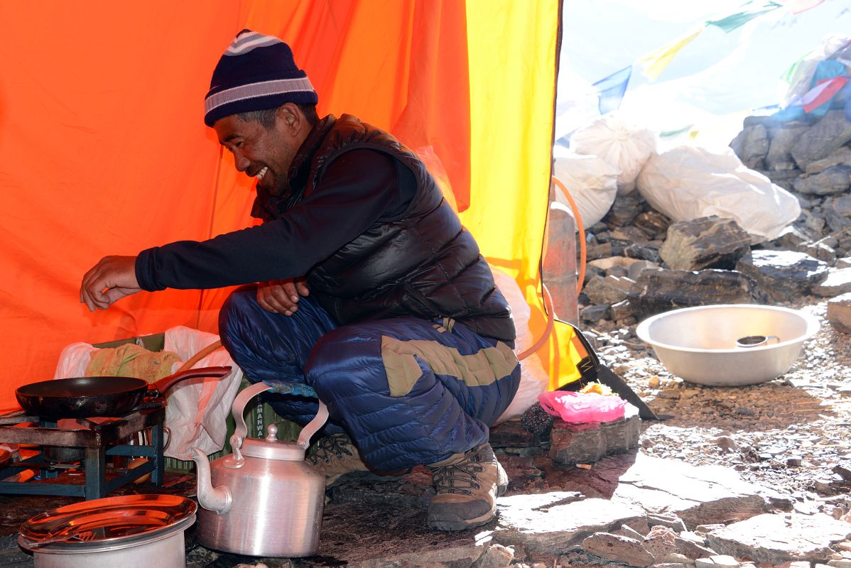 29 Climbing Sherpa Lal Singh Tamang Preparing Breakfast In The Kitchen Tent At Mount Everest North Face Advanced Base Camp 6400m In Tibet